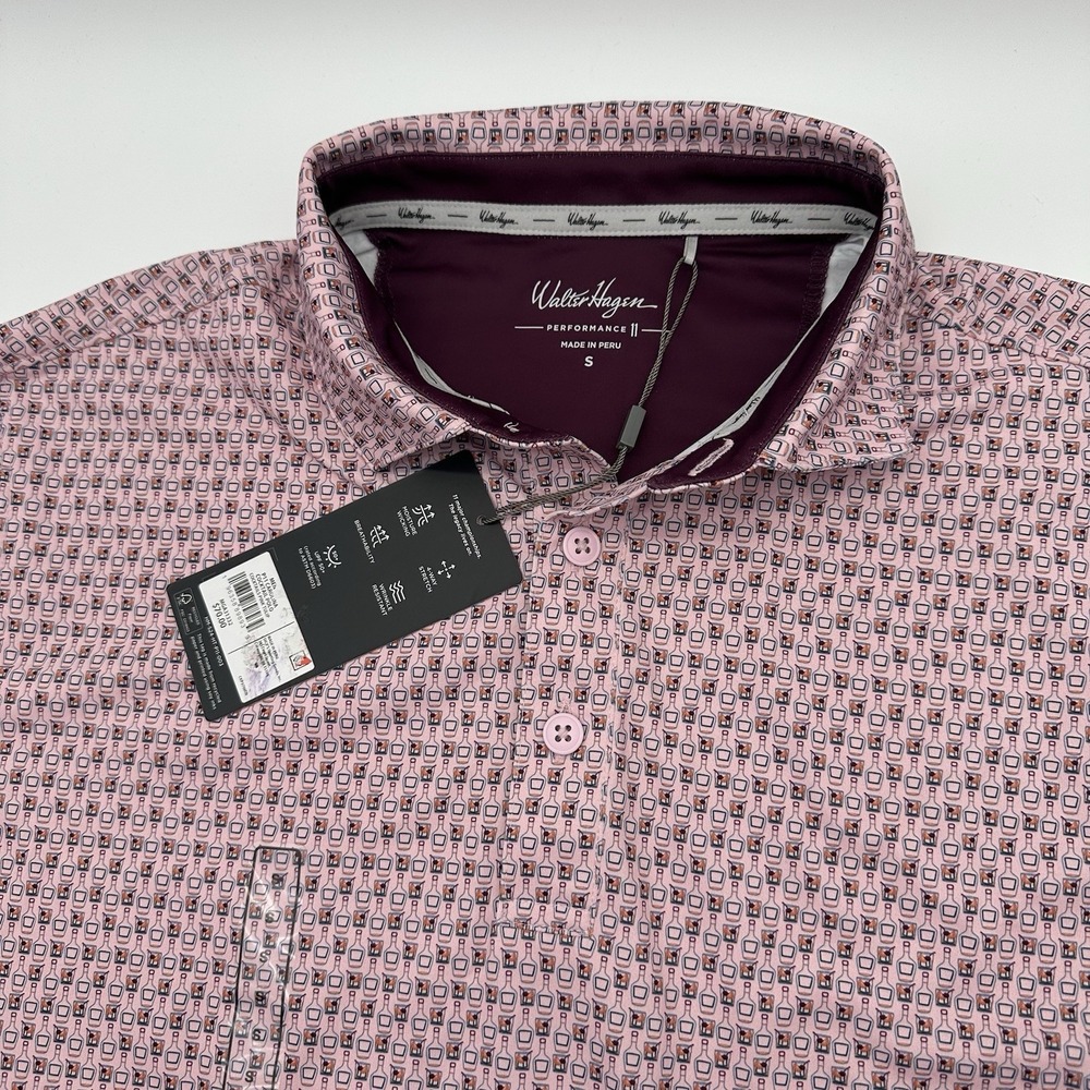 NEW! Walter Hagen Men's P 11 Golf Polo S Carolina Cocktail Pink Tulip NWT $70